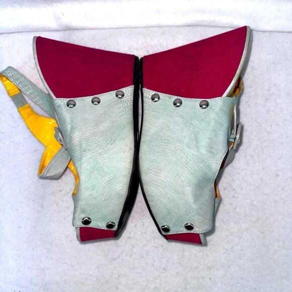 Women’s FRH Platform Slingback Wedges size 8.5 Burgundy and Grey 5” Heel - Picture 7 of 9